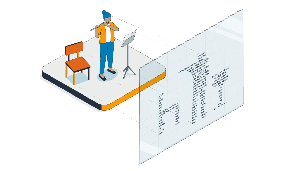 Hình ảnh minh họa cách ngôn ngữ viết đơn giản hóa trải nghiệm đa giác quan, giống như việc chiếu một vật thể 3D lên mặt phẳng 2D